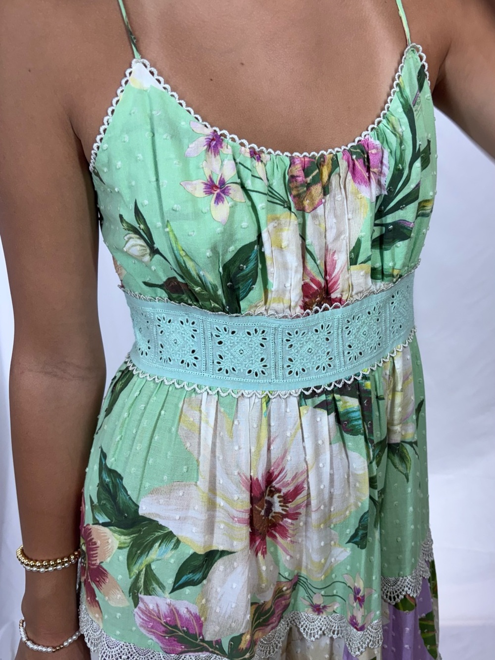 FARM Rio Floral Midi Dress in Purple, Pink, Green, Cream Large runs small - Picture 13 of 13